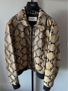 Celine by Hedi Slimane SS20 Python Print Calfskin Blouson